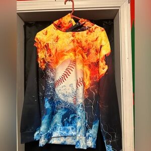 Kids Baseball Fire and Water Hoodie
